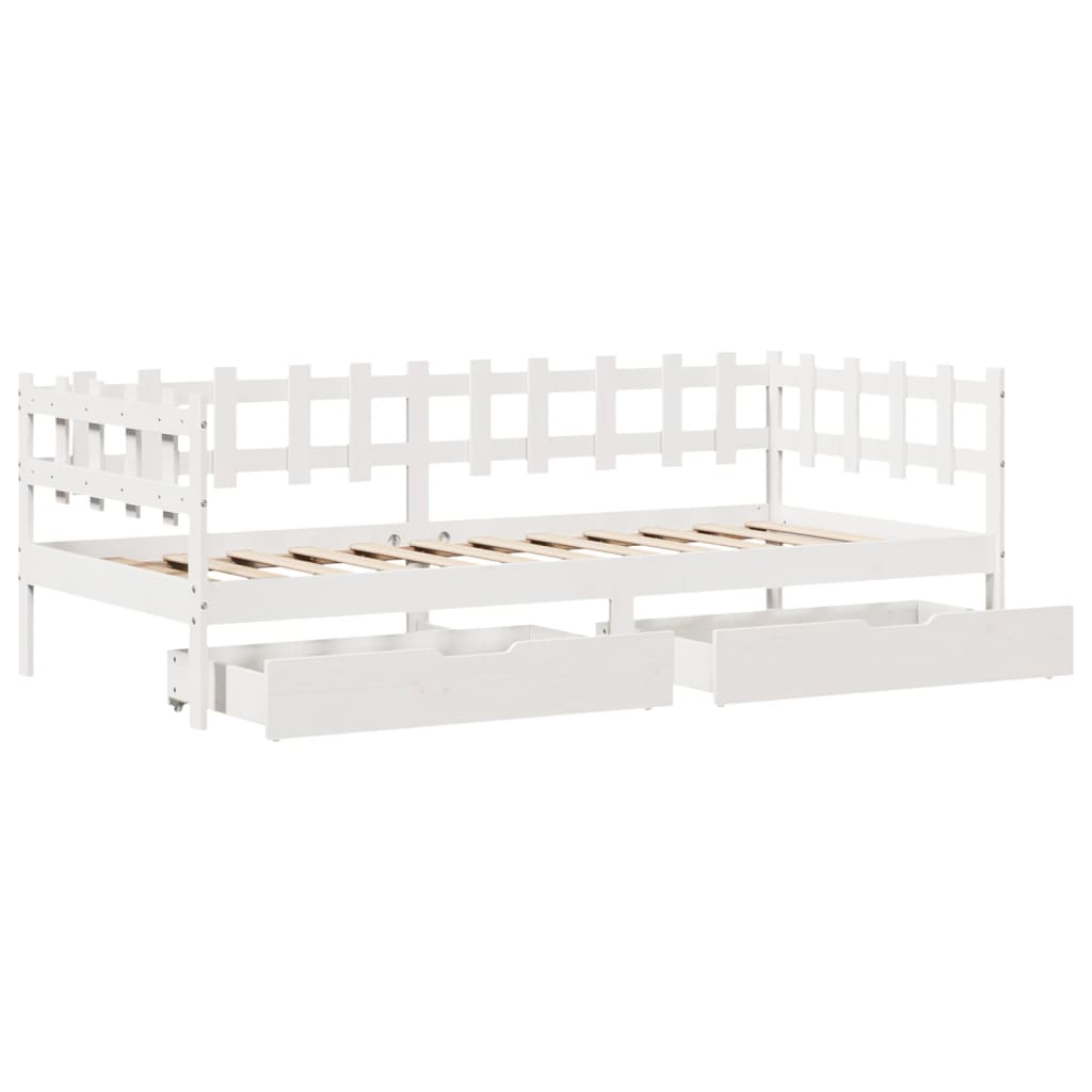 vidaXL daybed med skuffer 90x200 cm massivt fyrretræ hvid