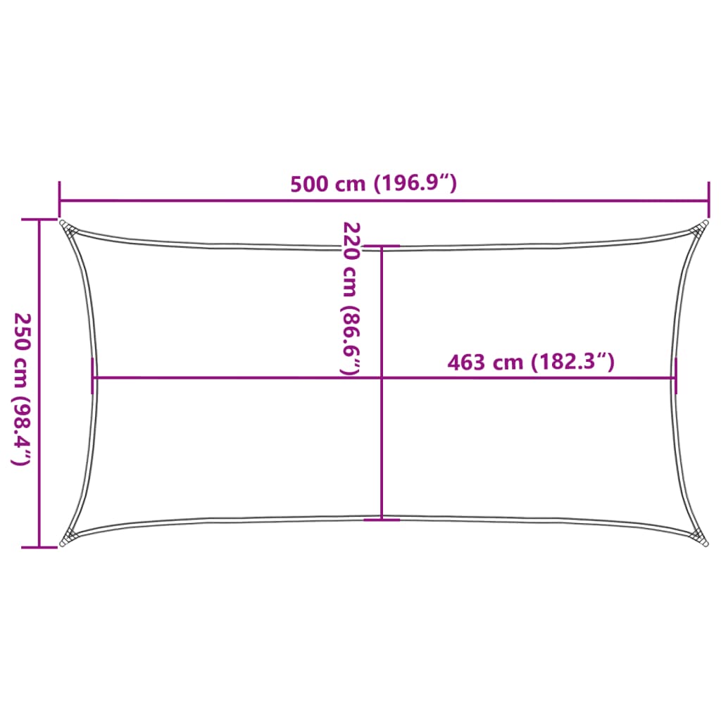 vidaXL solsejl 5x2,5 m 100 % polyesterstof sandfarvet