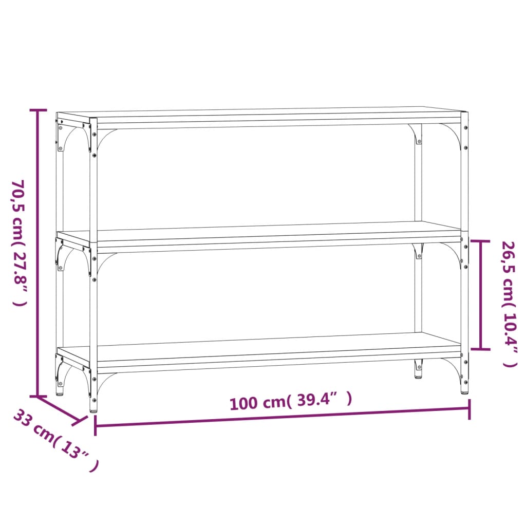 vidaXL bogreol 100x33x70,5 cm konstrueret træ og stål grå sonoma-eg