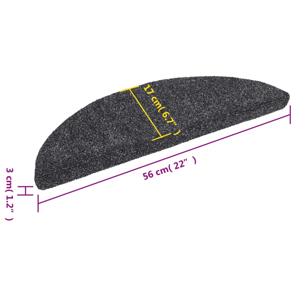 vidaXL selvklæbende trappemåtter 10 stk. 56x17x3 cm tuftet mørkegrå