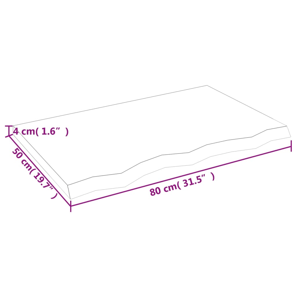 vidaXL bordplade til badeværelse 80x50x(2-4) cm massivt træ mørkebrun