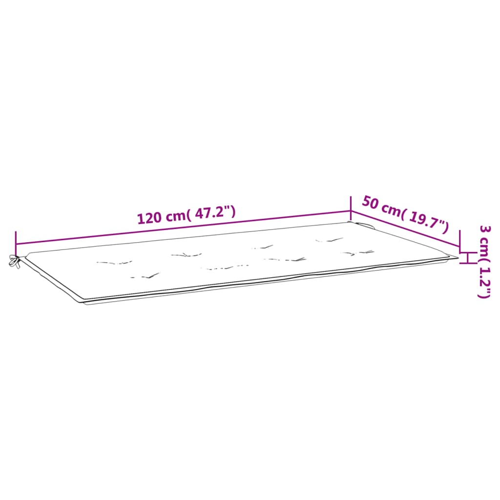 vidaXL hynde til havebænk 120x50x3 cm oxfordstof bladmønster