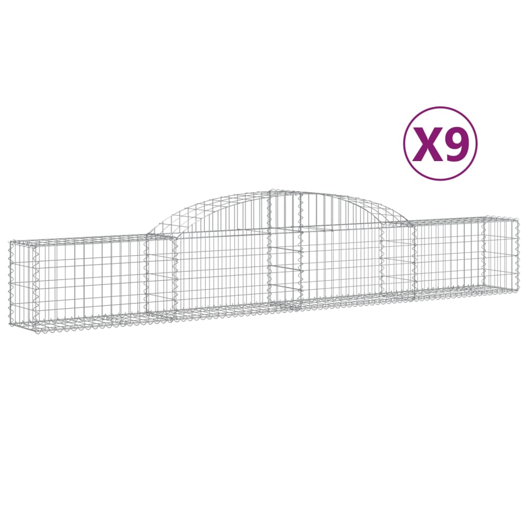 vidaXL buede gabionkurve 9 stk. 300x30x40/60 cm galvaniseret jern