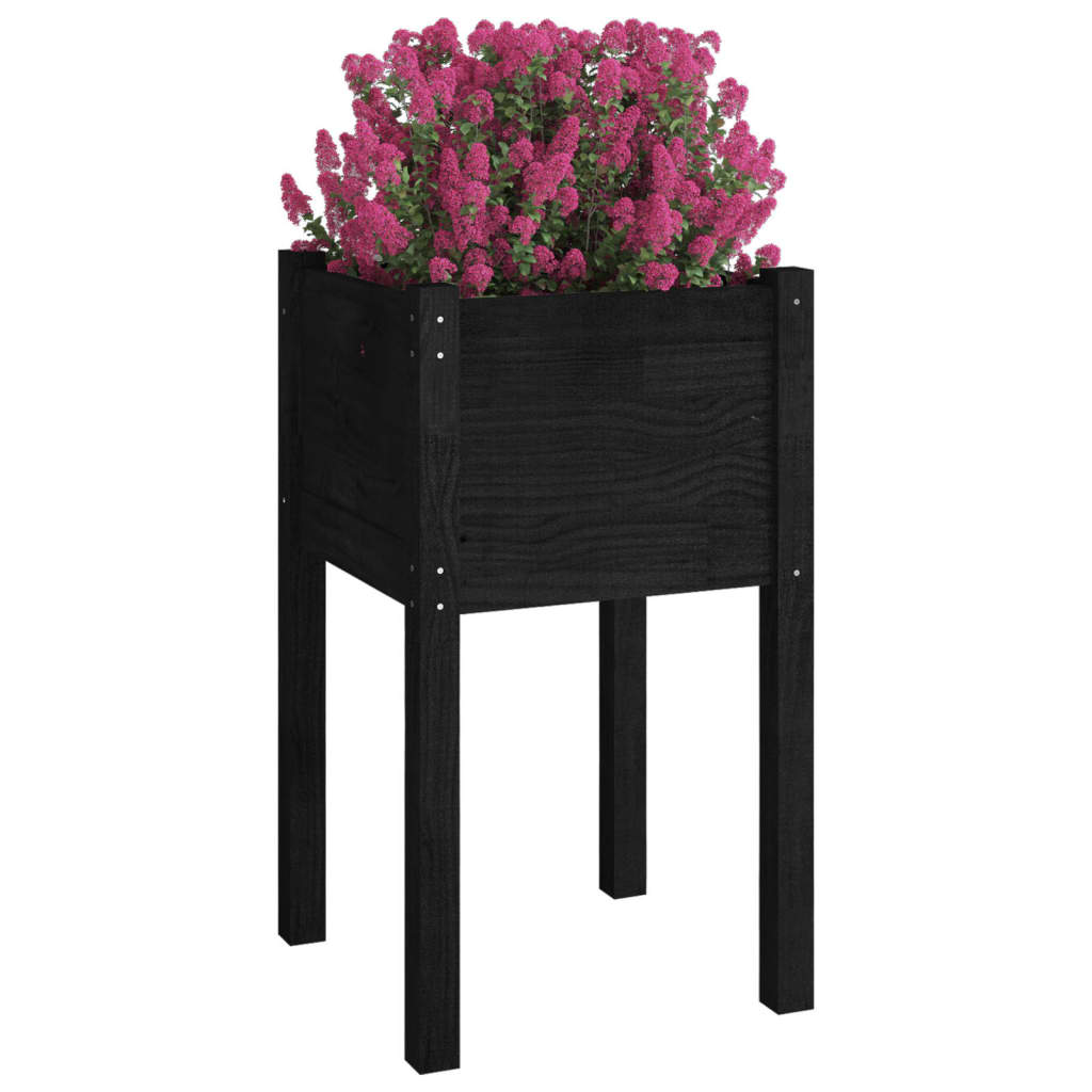 vidaXL plantekasser 2 stk. 40x40x70 cm massivt fyrretræ sort