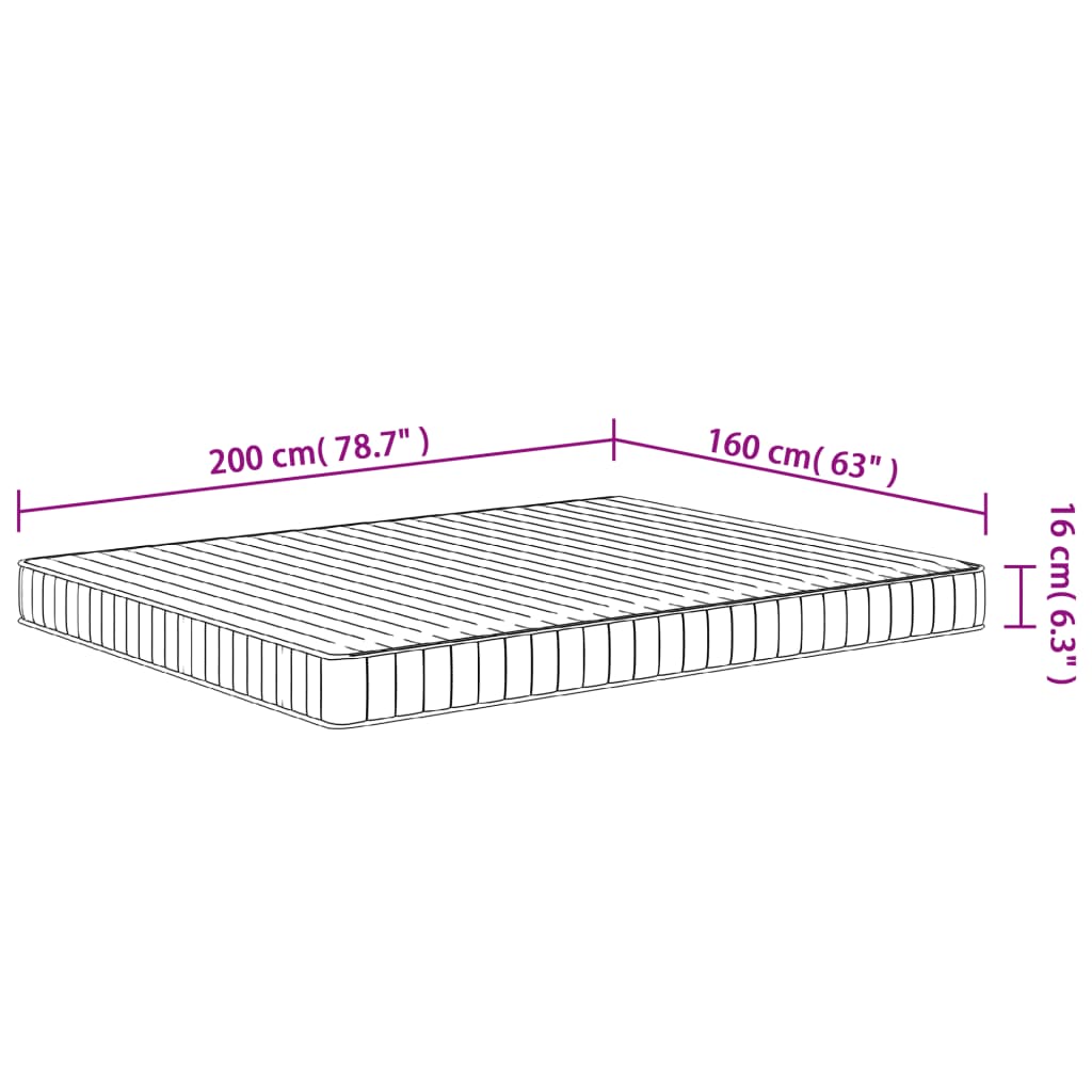 vidaXL skummadras 160x200 cm medium blød