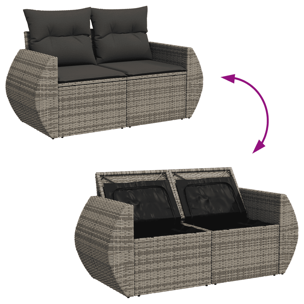 vidaXL sofasæt 5 dele med hynder polyrattan grå