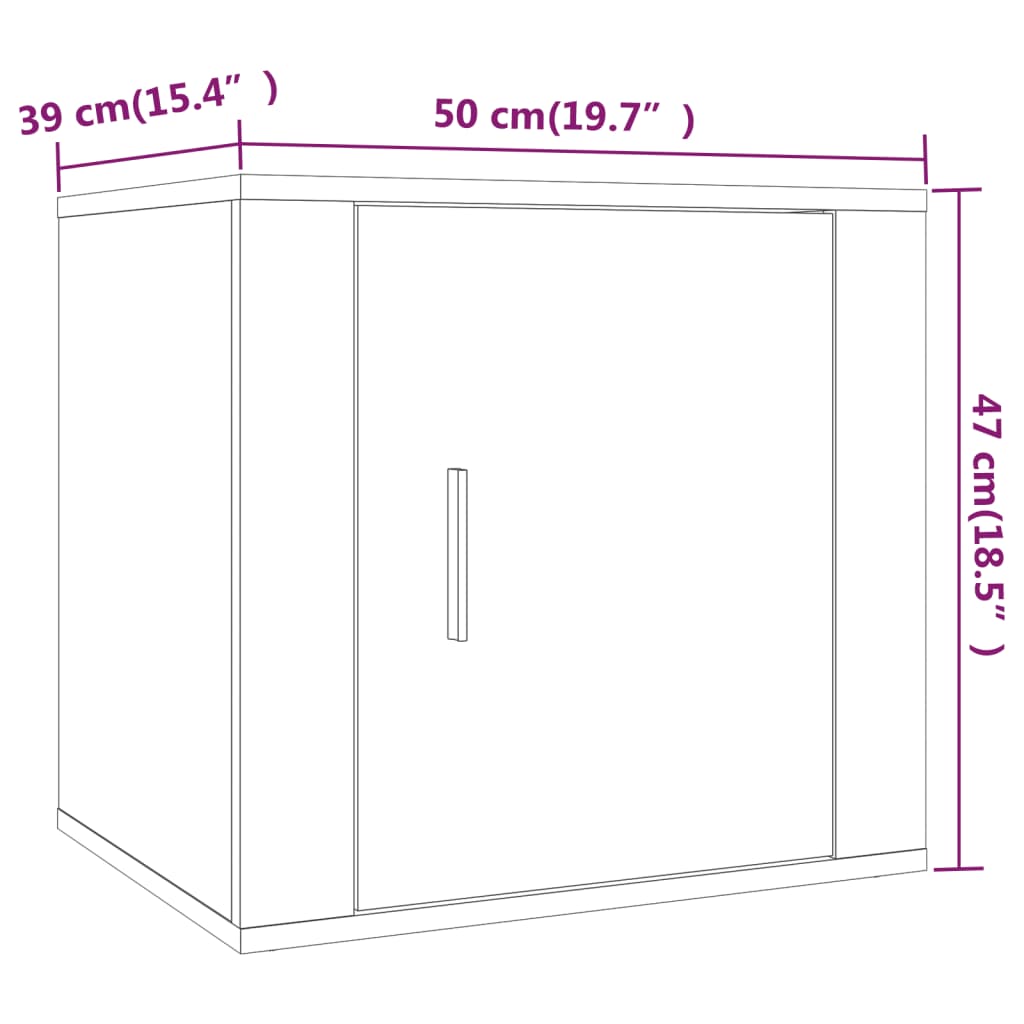 vidaXL sengeborde 2 stk. 50x39x47 cm hvid højglans