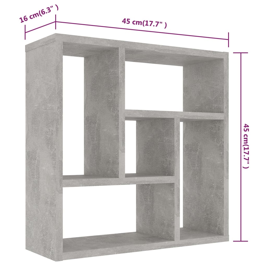 vidaXL væghylde 45,1x16x45,1 cm konstrueret træ betongrå