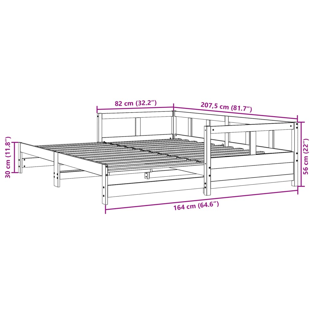 vidaXL daybed uden madras 80x200 cm massivt fyrretræ