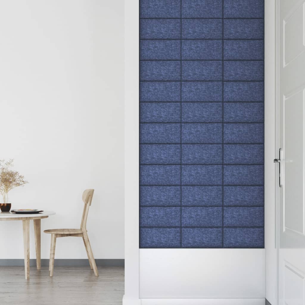 vidaXL vægpaneler 12 stk. 30x15 cm 0,54 m² stof blå