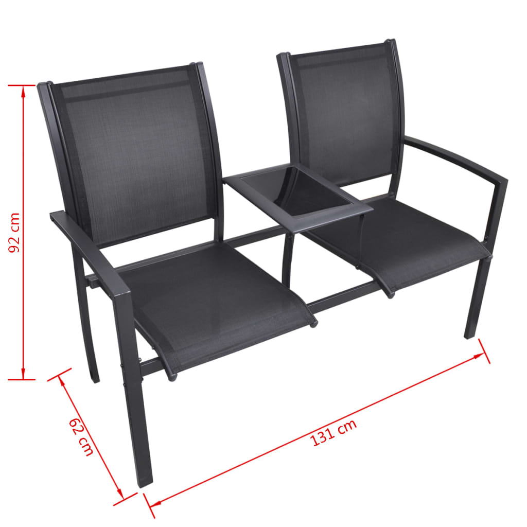 vidaXL 2-personers havebænk 131 cm stål og textilene sort