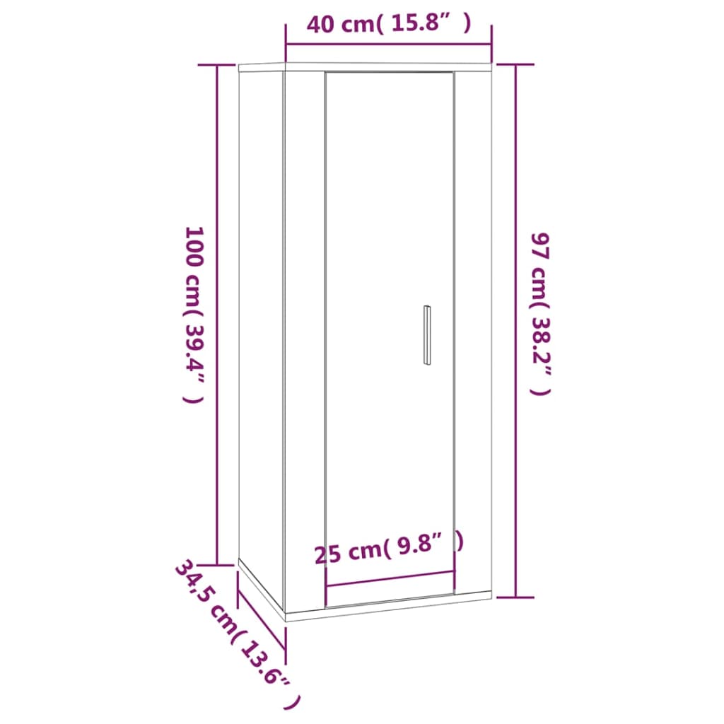 vidaXL væghængt tv-skab 40x34,5x100 cm grå sonoma