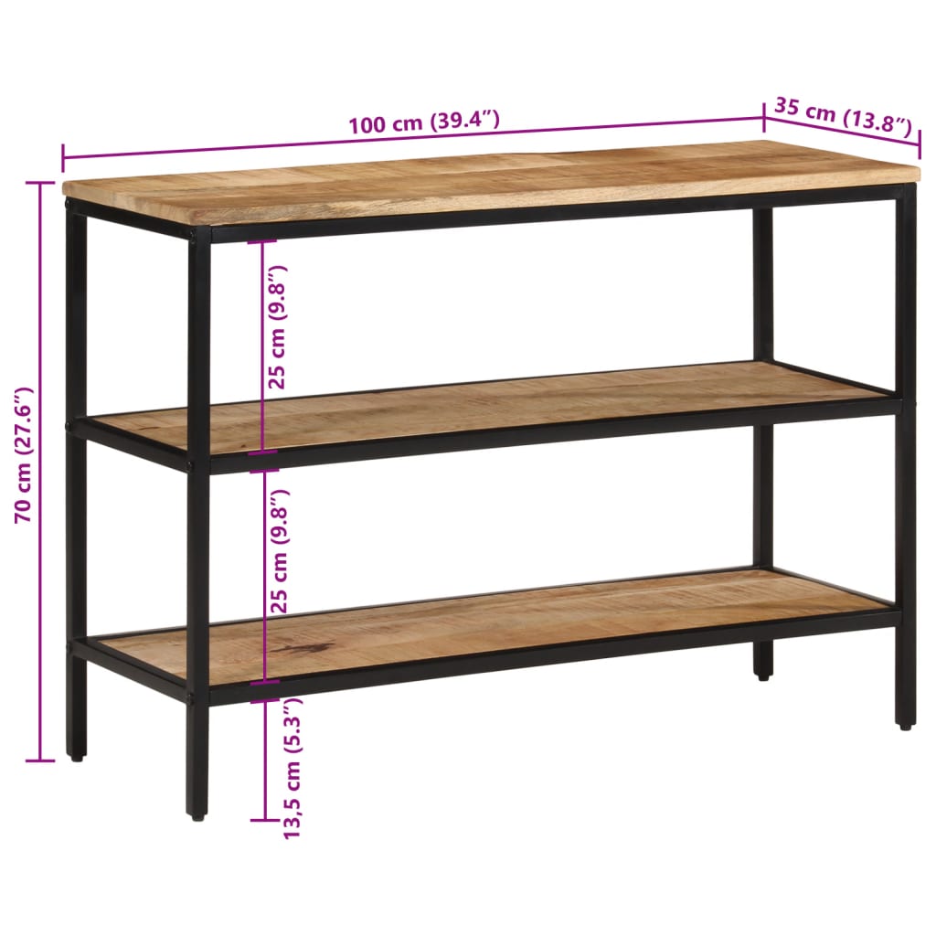 vidaXL konsolbord 100x35x70 cm massivt ru mangotræ