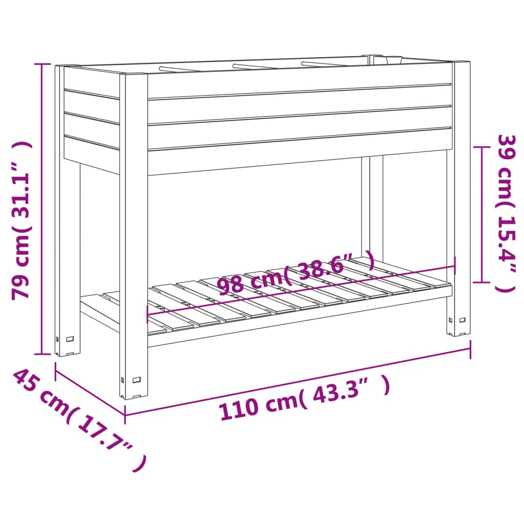 vidaXL højbed 110x45x79 cm polypropylen lysebrun