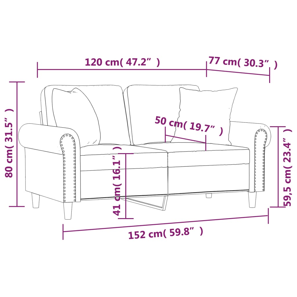 vidaXL 2-personers sofa med pyntepuder 120 cm kunstlæder grå