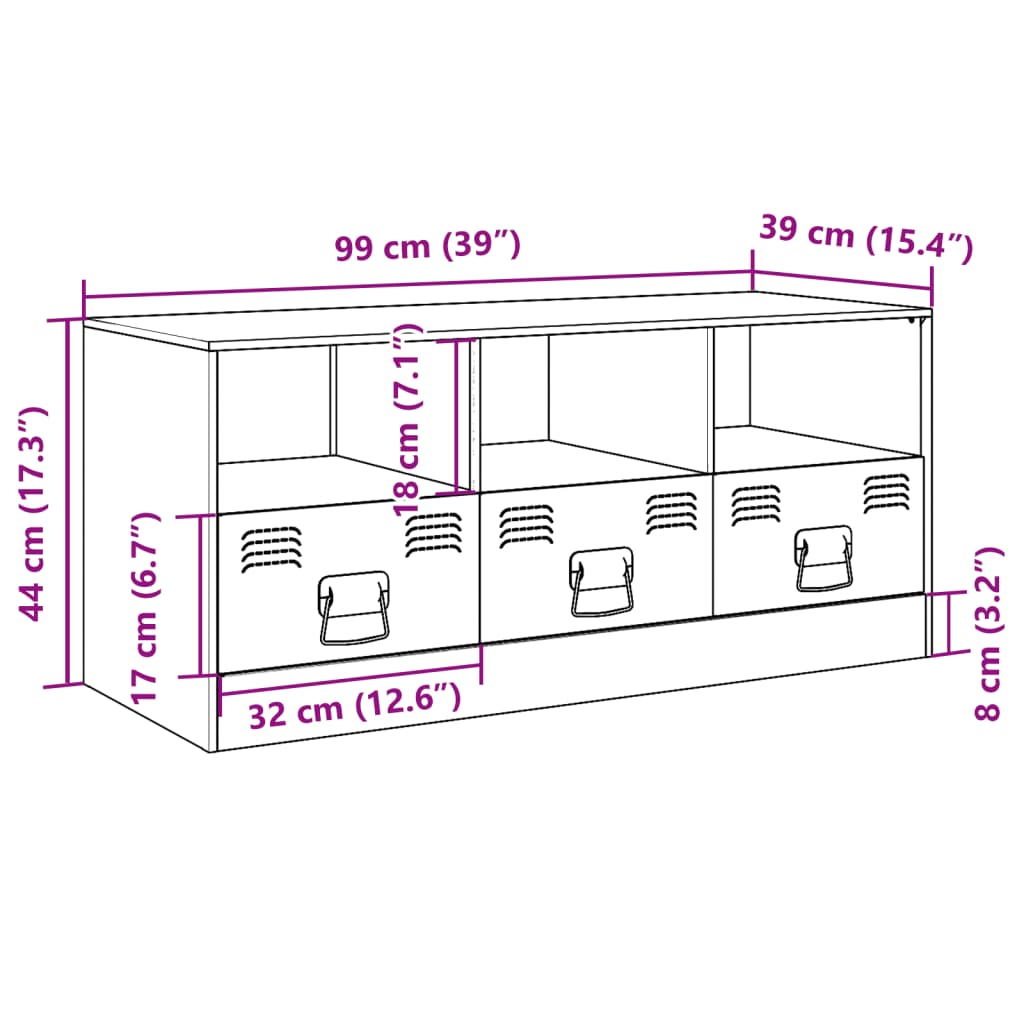 vidaXL tv-bord 99x39x44 cm stål sennepsgul