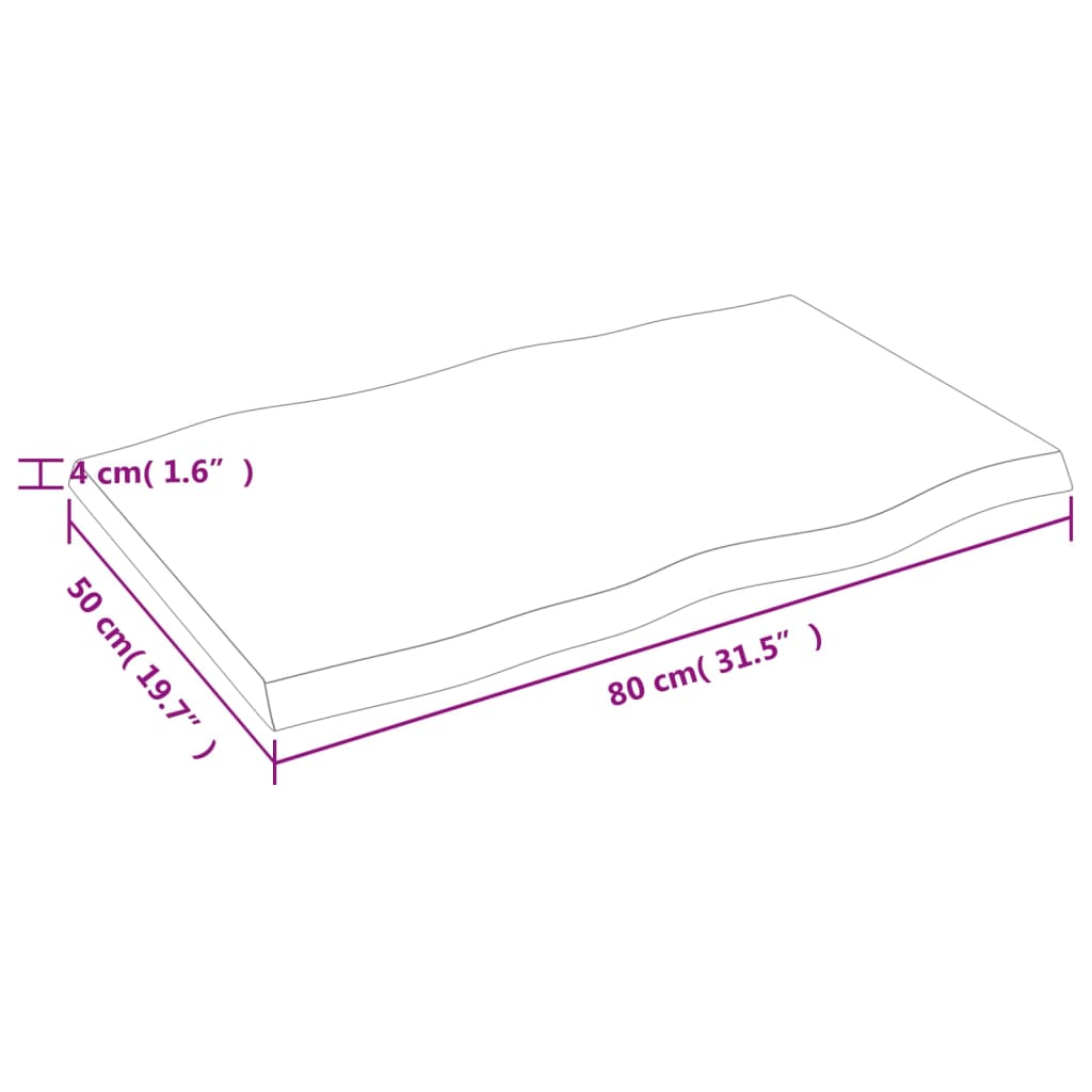 vidaXL bordplade 80x50x(2-4)cm naturlig kant ubehandlet massivt træ