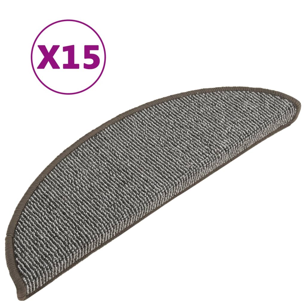 vidaXL trappemåtter 15 stk. 56x17x3 cm grå