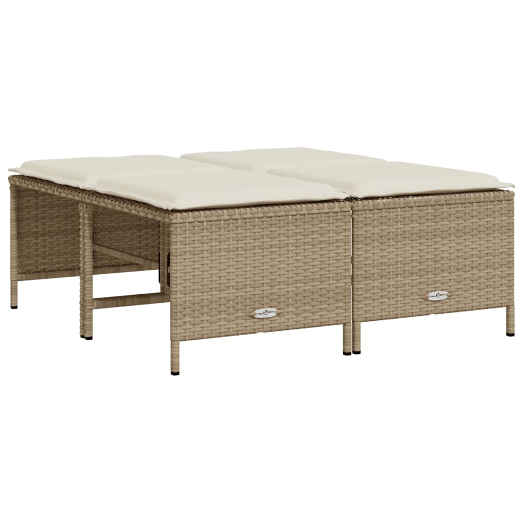 vidaXL haveskamler 4 stk. med hynder polyrattan beige