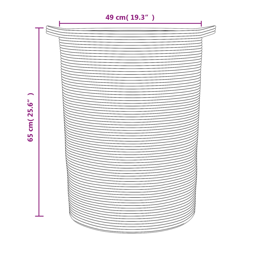 vidaXL opbevaringskurv Ø49x65 cm bomuld grå og hvid