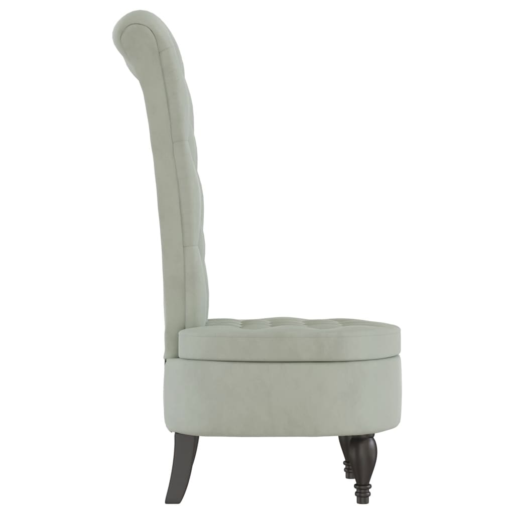 vidaXL stol med høj ryg knapdesign velour lysegrå