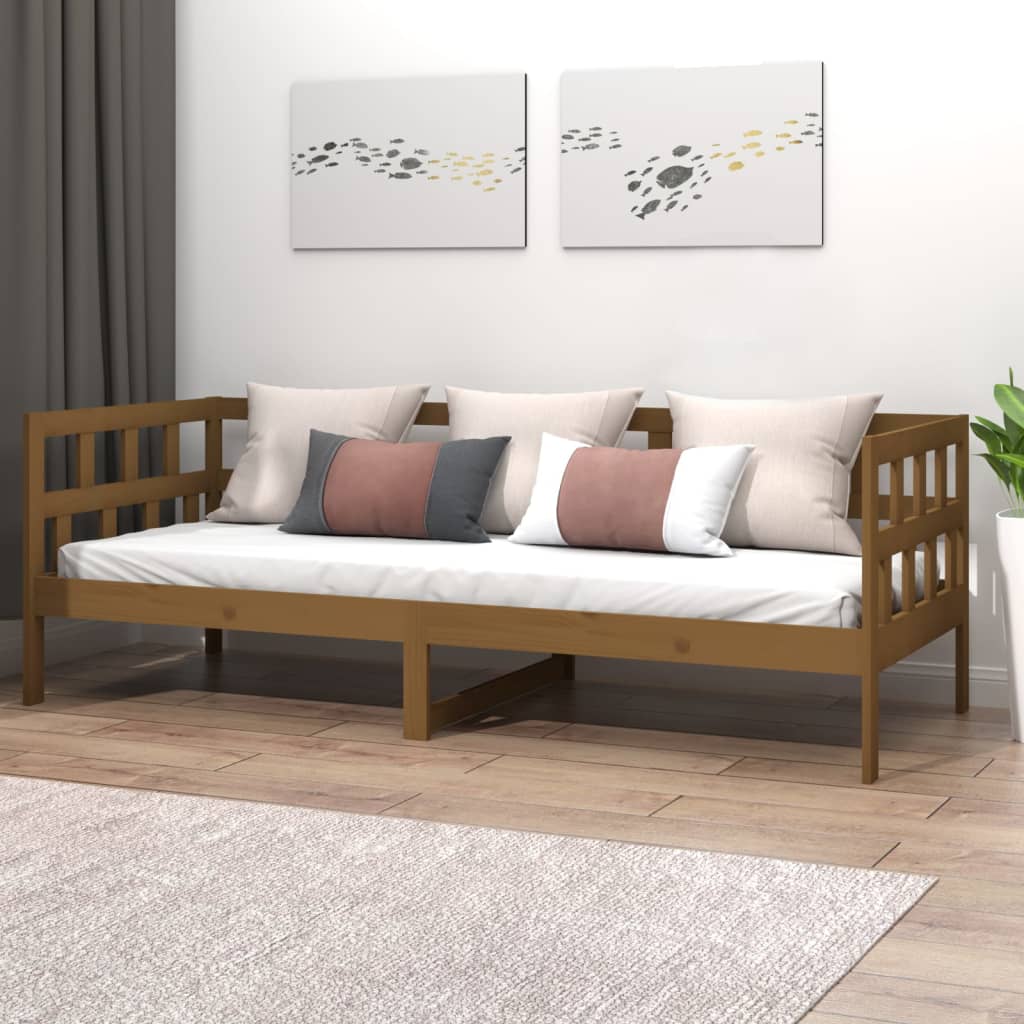 vidaXL daybed 80x200 cm massivt fyrretræ gyldenbrun