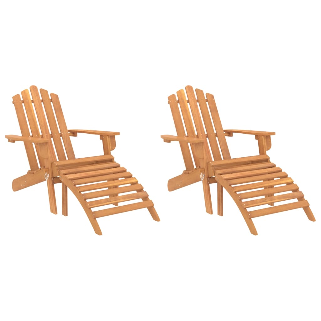 vidaXL Adirondack-stole med fodstøtter 2 stk. massivt akacietræ