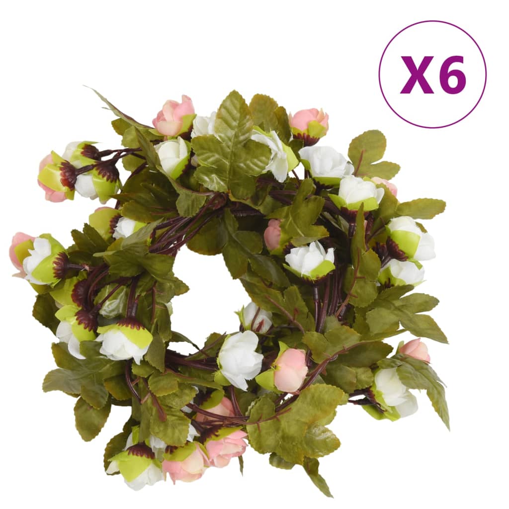 vidaXL blomsterguirlander til jul 6 stk. 215 cm champagnefarvet