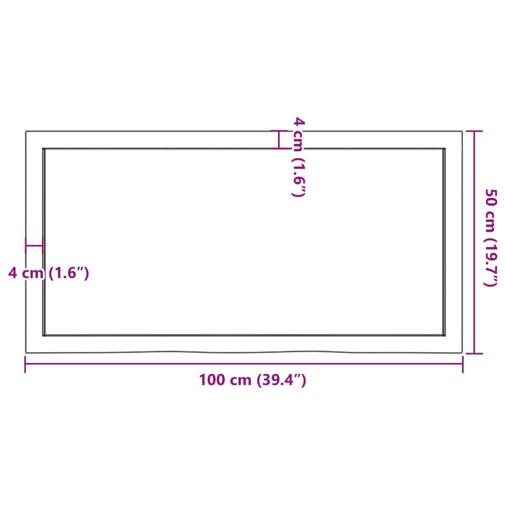 vidaXL bordplade til badeværelse 100x50x(2-4) cm massivt træ mørkebrun