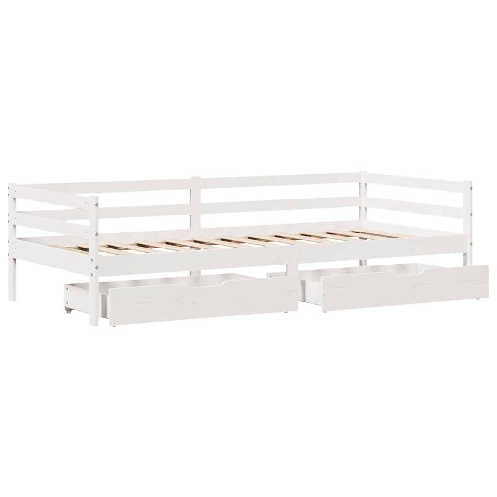 vidaXL daybed med skuffer 90x200 cm massivt fyrretræ hvid