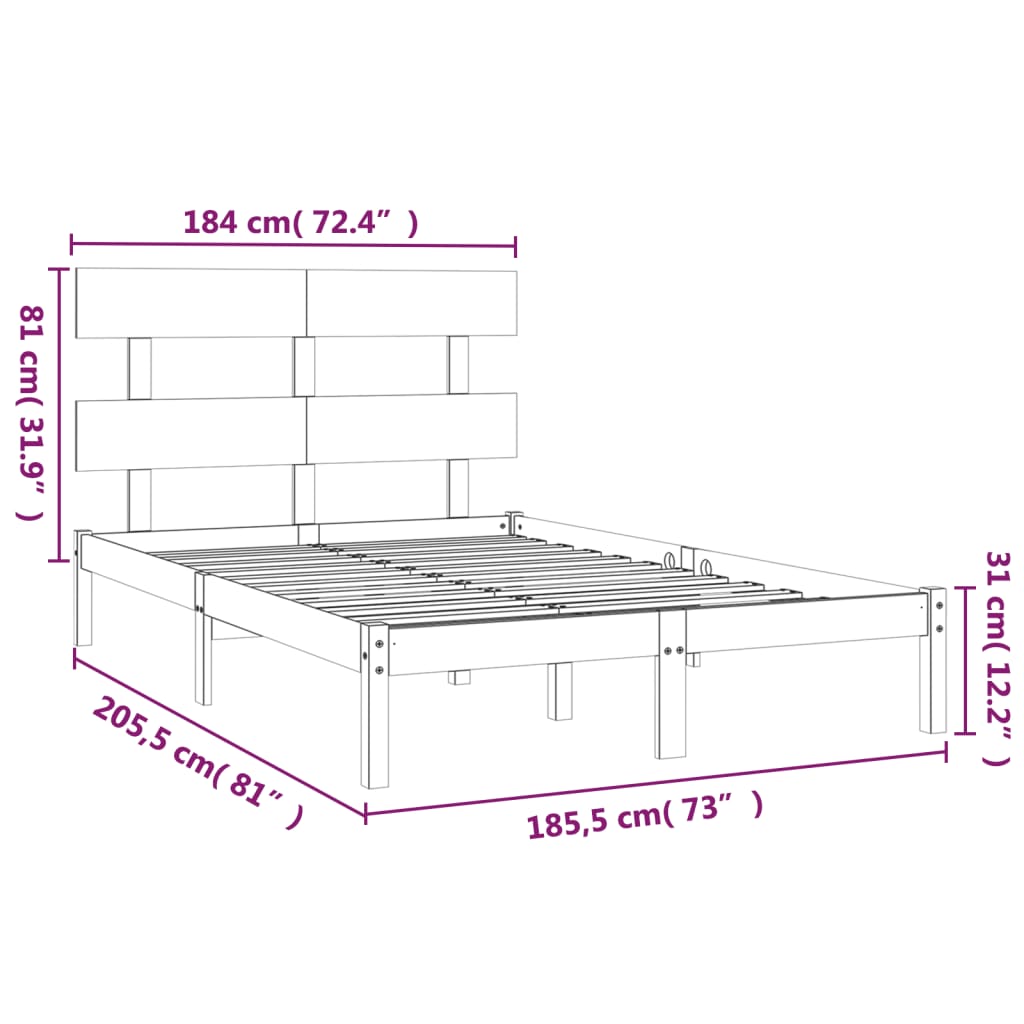 vidaXL sengeramme 180x200 cm massivt fyrretræ