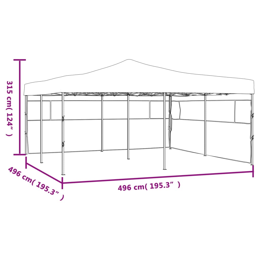 vidaXL foldbar pavillon med 2 sidevægge 5x5 m blå