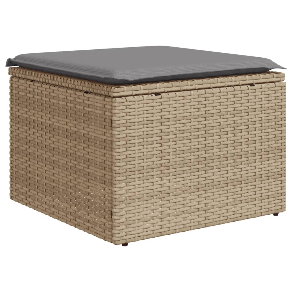 vidaXL havesofasæt 6 dele med hynder polyrattan beige