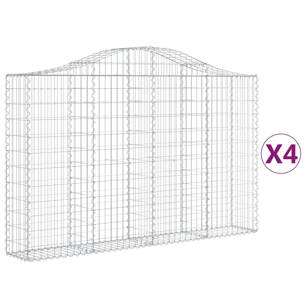 vidaXL buede gabionkurve 4 stk. 200x30x120/140 cm galvaniseret jern