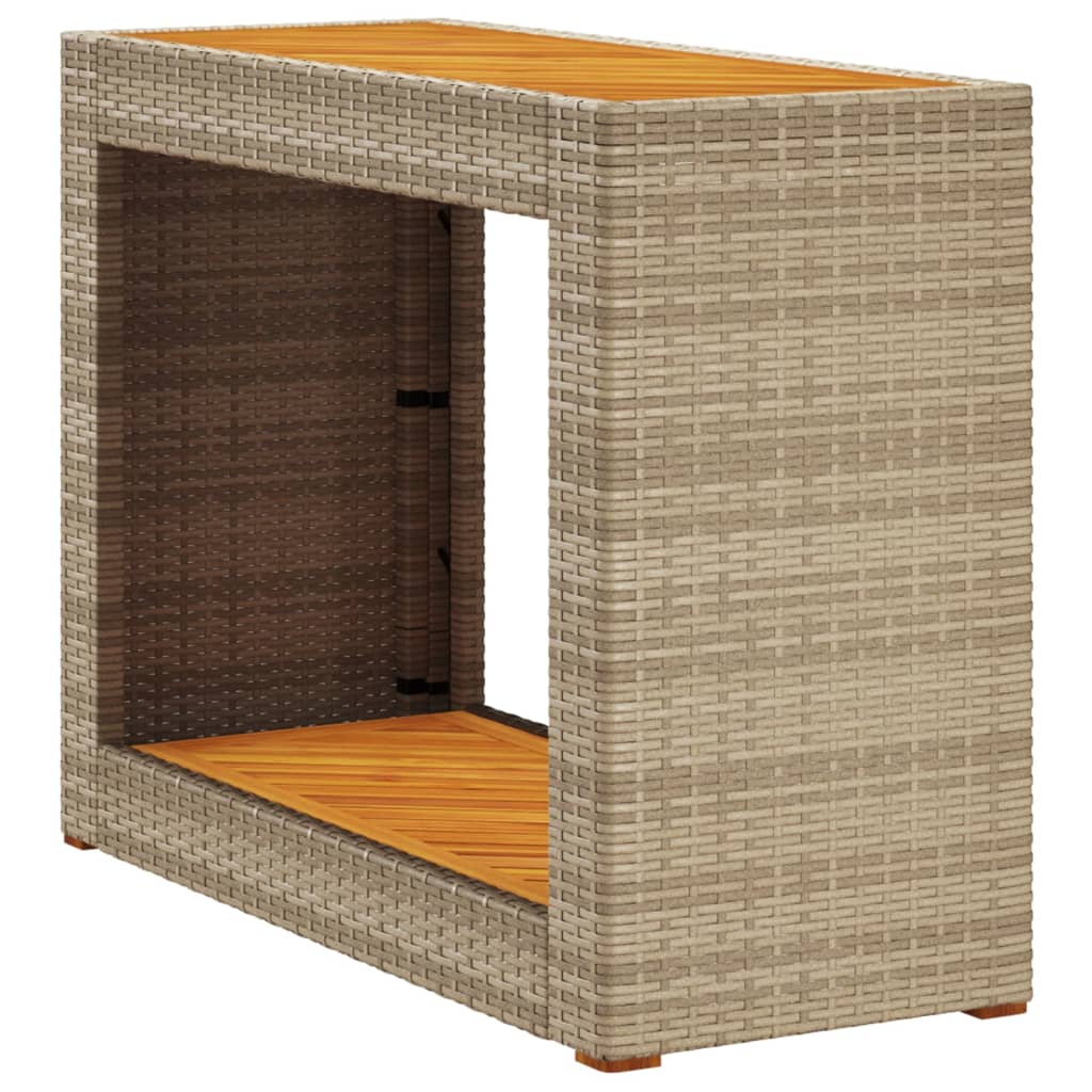 vidaXL havebord med trætop 100x40x75 cm polyrattan sort