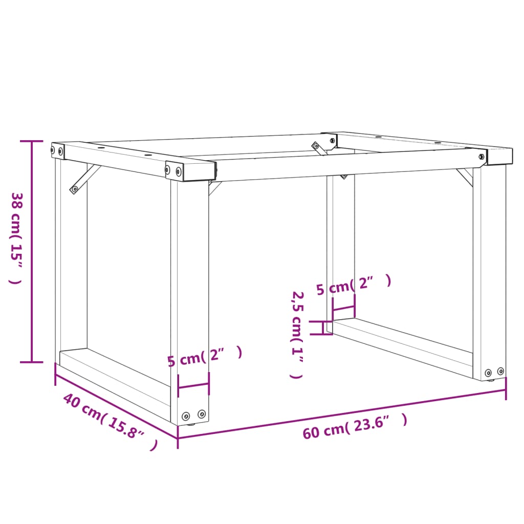 vidaXL bordben til sofabord 60x40x38 cm O-stel støbejern