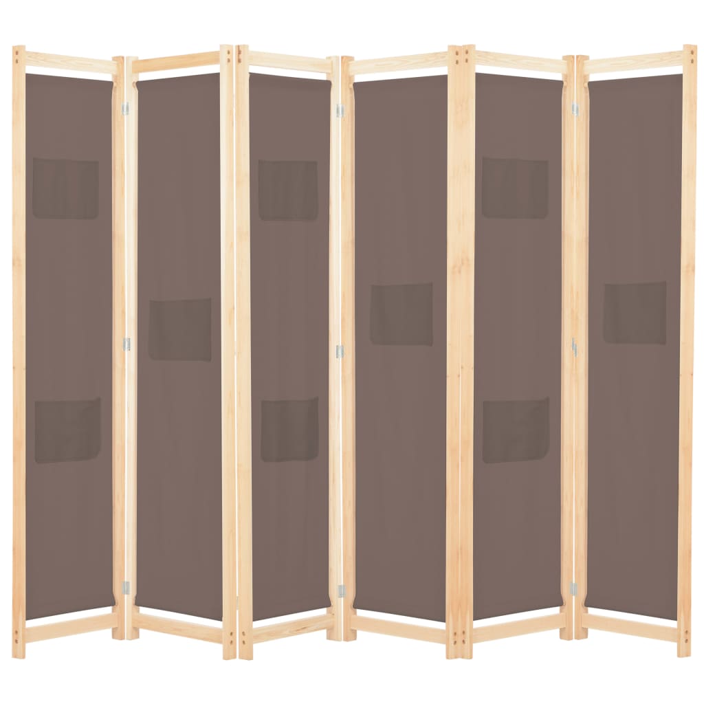 vidaXL 6-panels rumdeler 240 x 170 x 4 cm stof brun