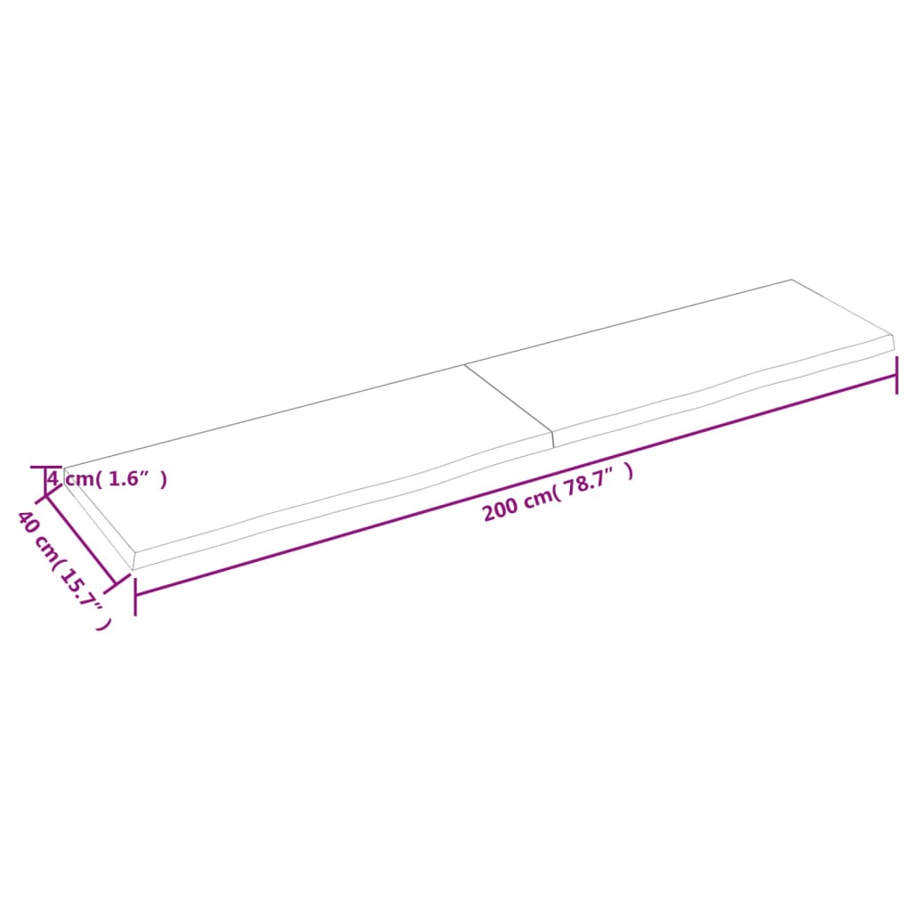 vidaXL væghylde 200x40x(2-4) cm behandlet massivt egetræ mørkebrun