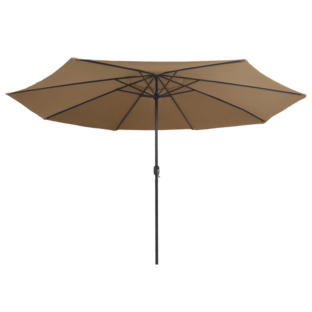 vidaXL udendørs parasol med metalstang 390 cm gråbrun