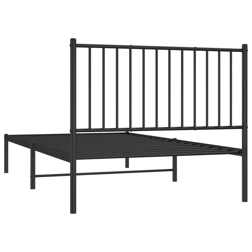 vidaXL sengeramme med sengegavl 100x190 cm metal sort