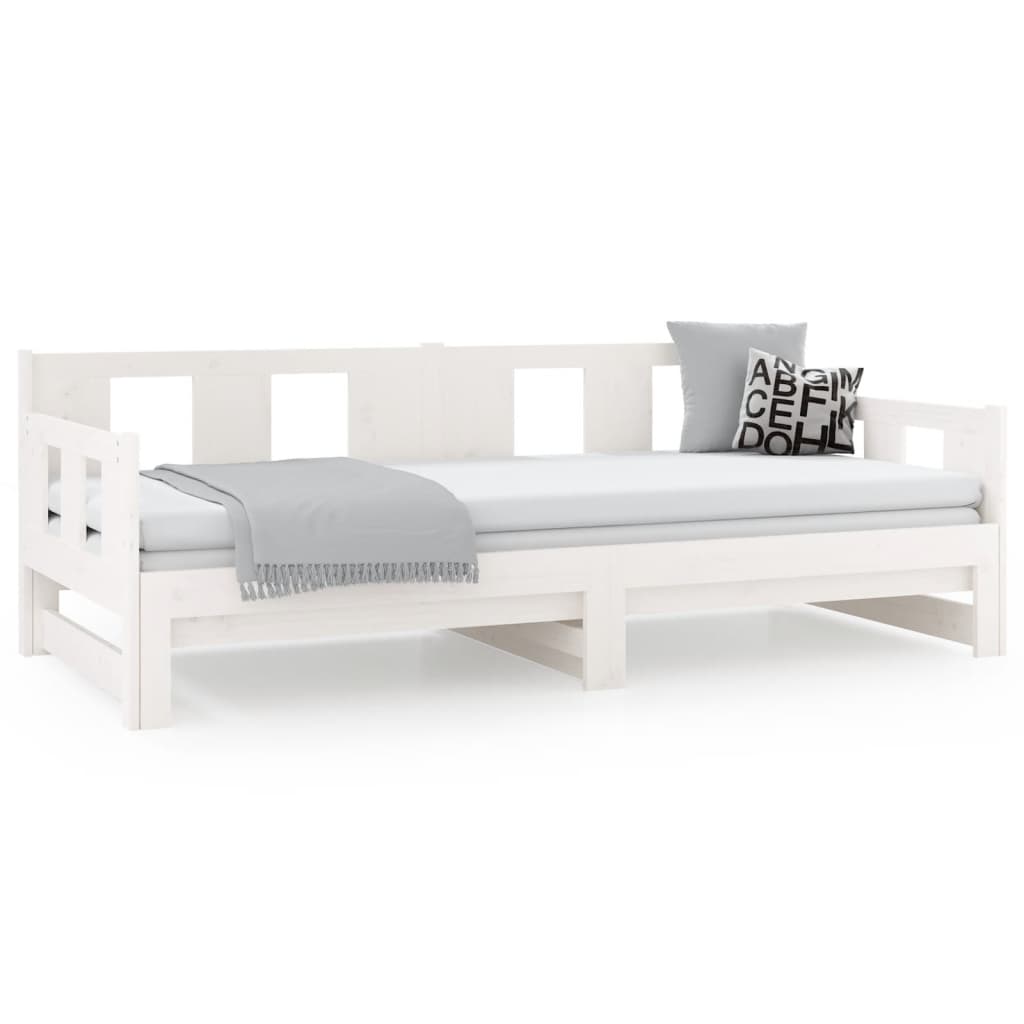 vidaXL daybed med udtræk 2x(90x190) cm massivt fyrretræ hvid