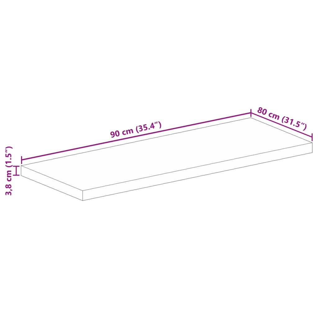 vidaXL bordplade 90x80x3,8 cm rektangulær massivt genbrugstræ