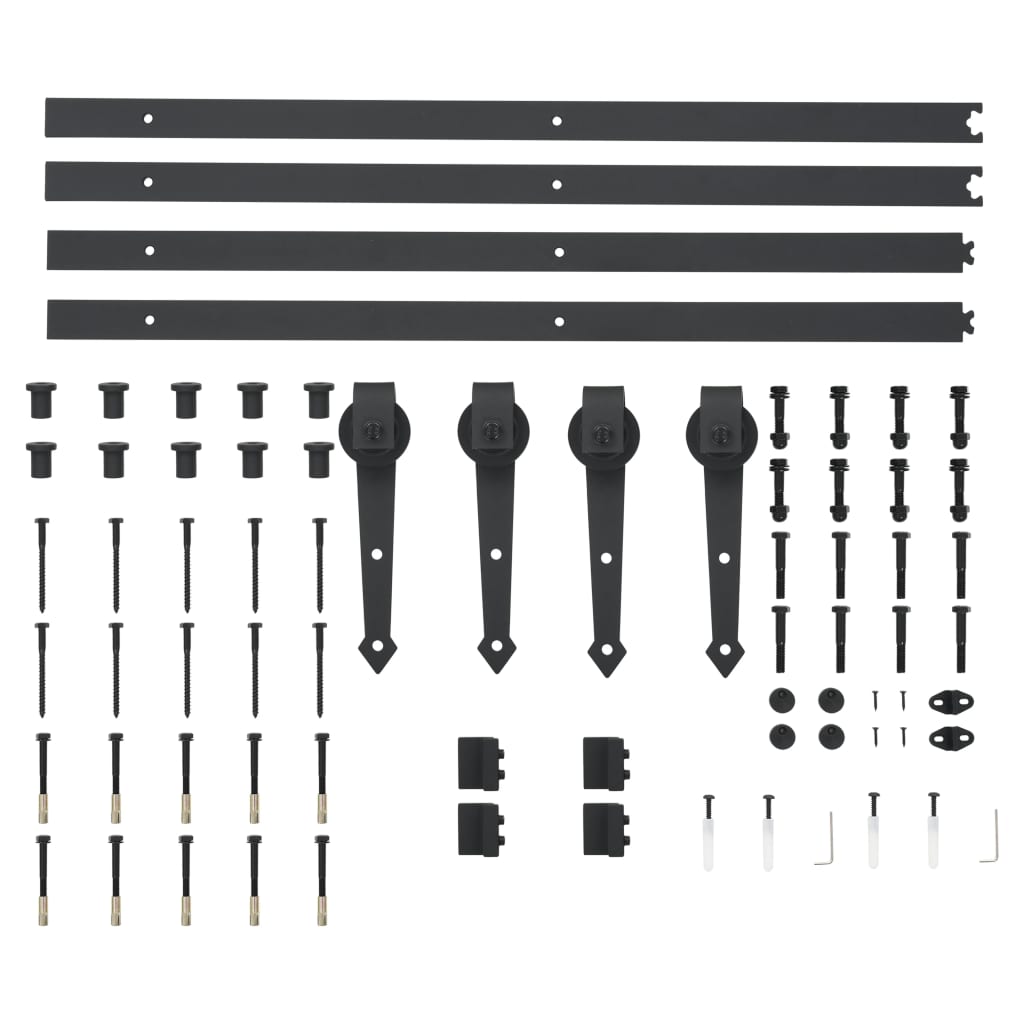 vidaXL hardwarekit til skydedør 2 x 183 cm stål sort