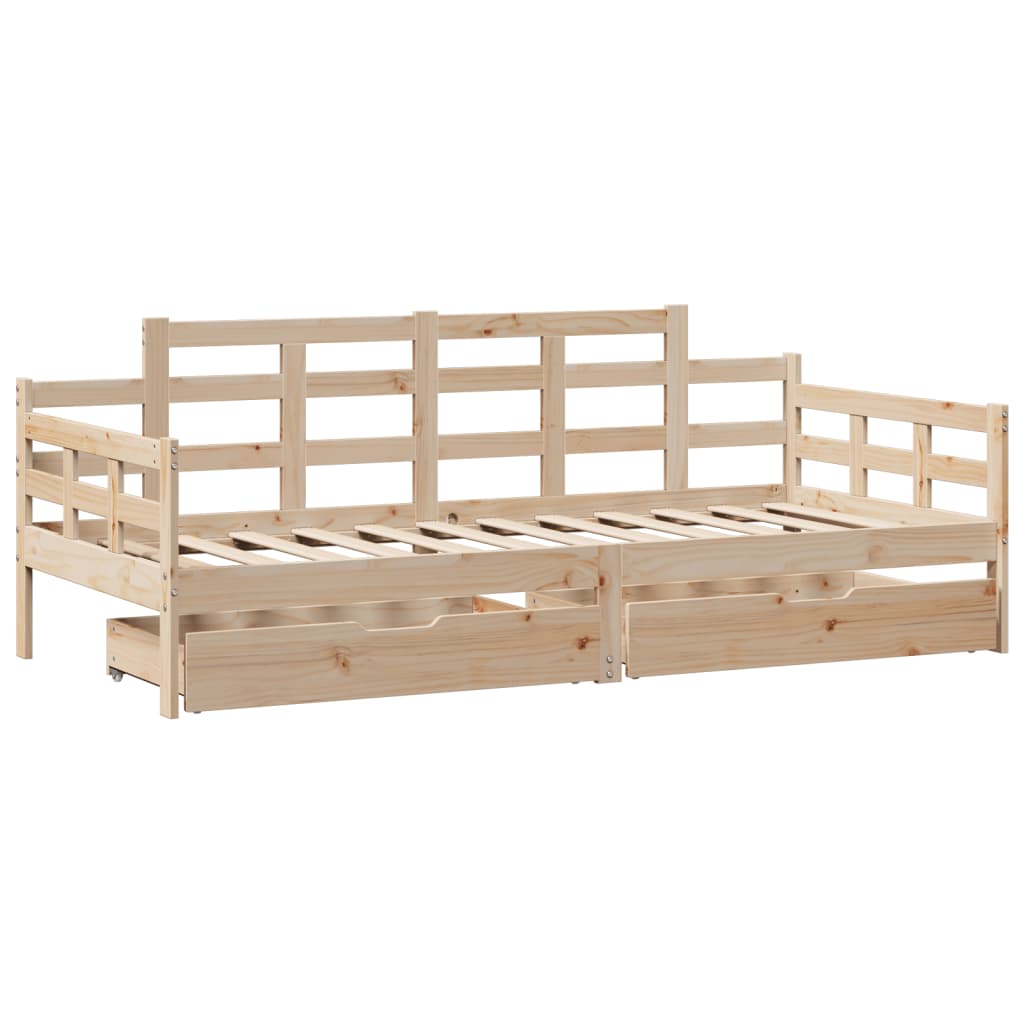 vidaXL daybed med skuffer 80x200 cm massivt fyrretræ