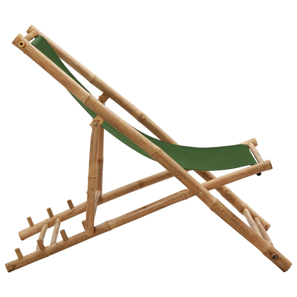 vidaXL strandstol bambus og kanvas grøn