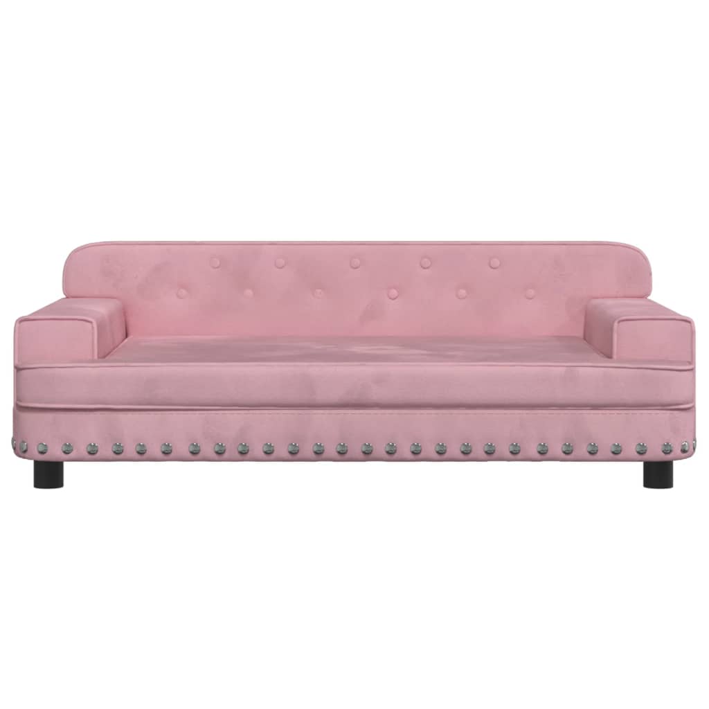 vidaXL sofa til børn 90x53x30 cm velour lyserød