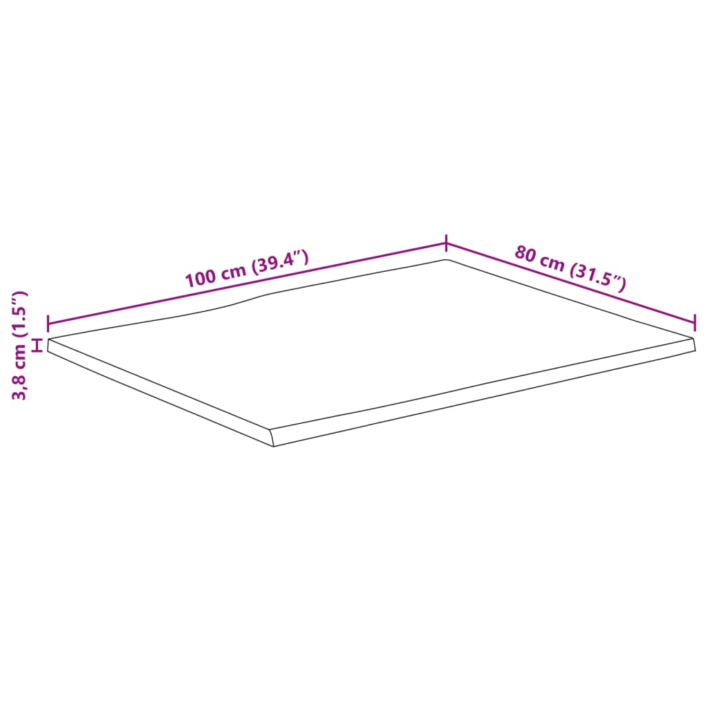 vidaXL bordplade 100x80x3,8 cm naturlig kant massivt mangotræ