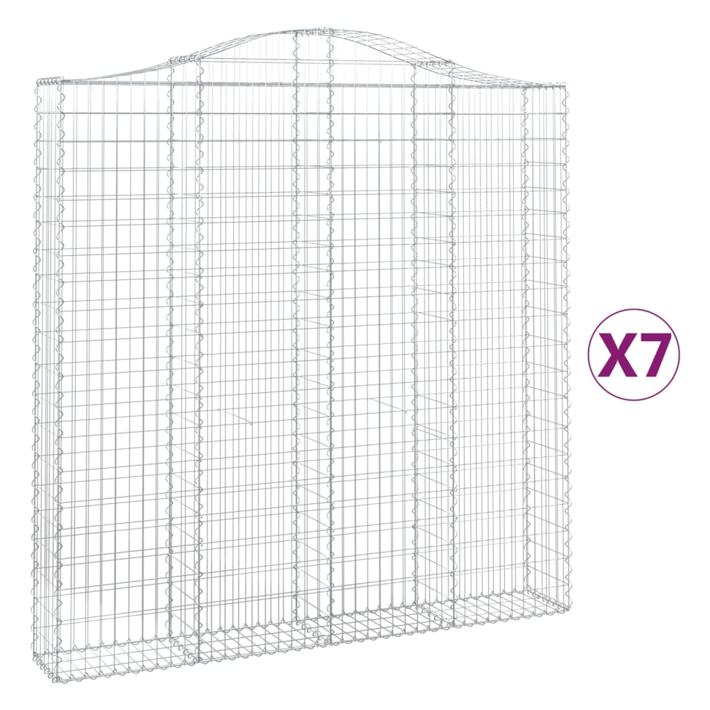 vidaXL buede gabionkurve 7 stk. 200x30x200/220 cm galvaniseret jern