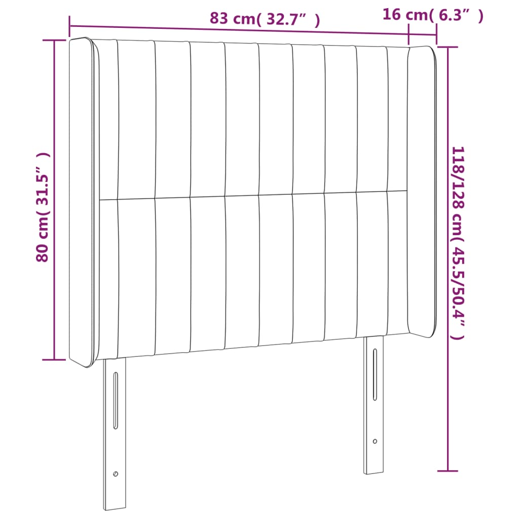 vidaXL sengegavl med LED-lys 83x16x118/128 cm fløjl mørkegrøn