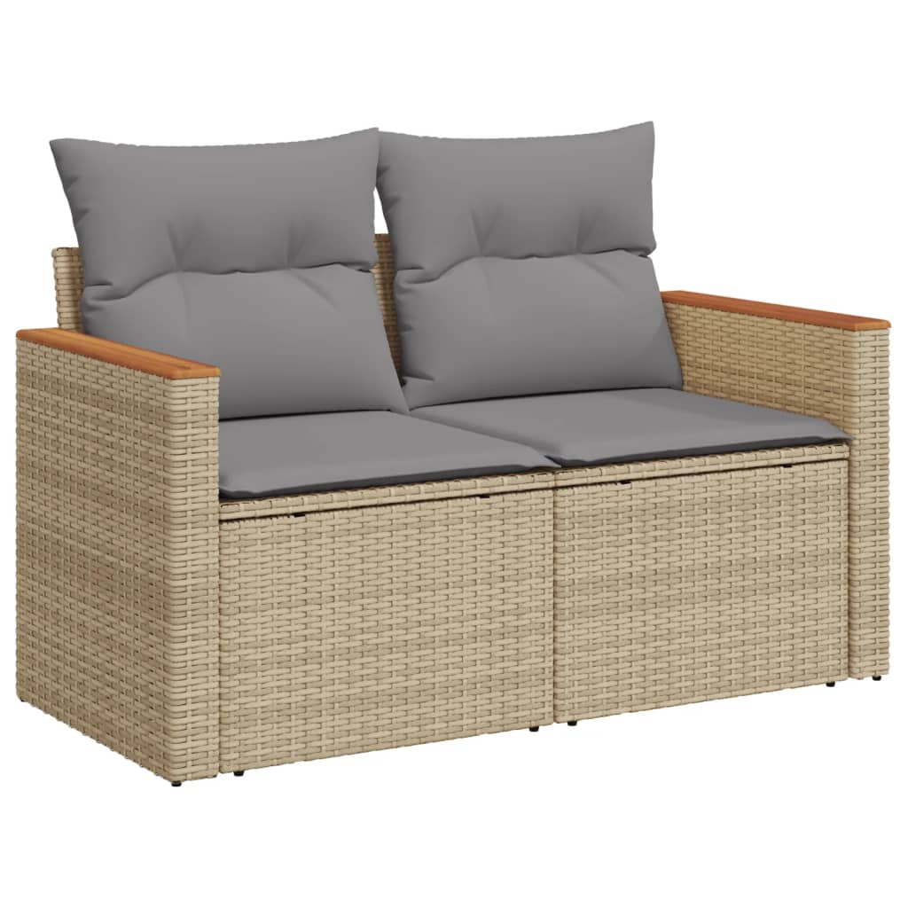 vidaXL havesofasæt 6 dele med hynder polyrattan beige